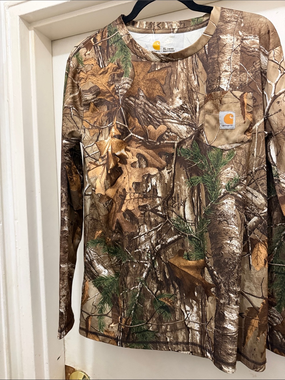 Carhartt Brown Green Camo Long Sleeve Pocket Shirt